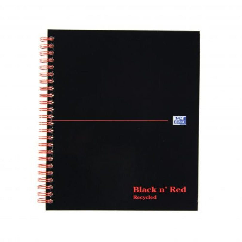 Black n Red A5 Wirebound Recycled Book 90gsm 140 Page Pack of 5