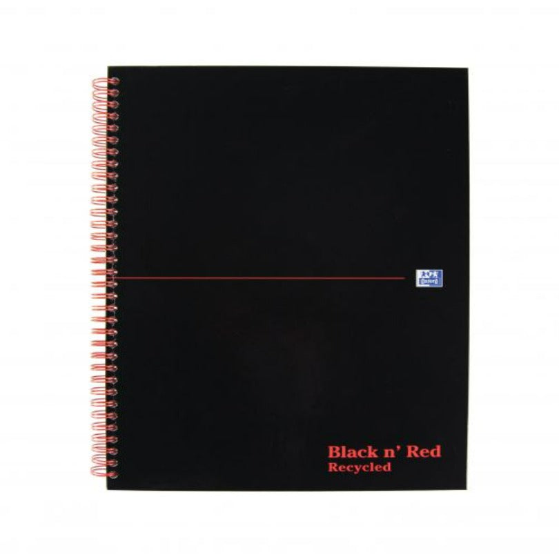 Black n Red A4 Recycled Wirebound Hardback Notebook Pack of 5