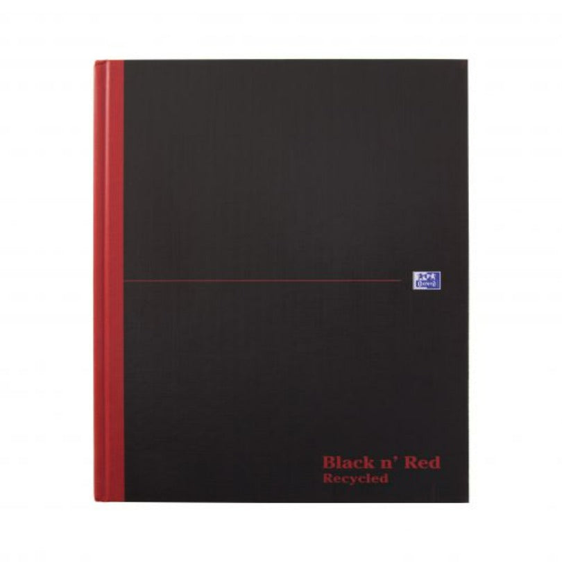 Black n Red A4 Book Casebound Recycled 90gsm 192 Pages Pack of 5