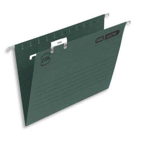 Elba Verticfile Foolscap Manilla 240gsm Ultimate Suspension File Green Pack of 50