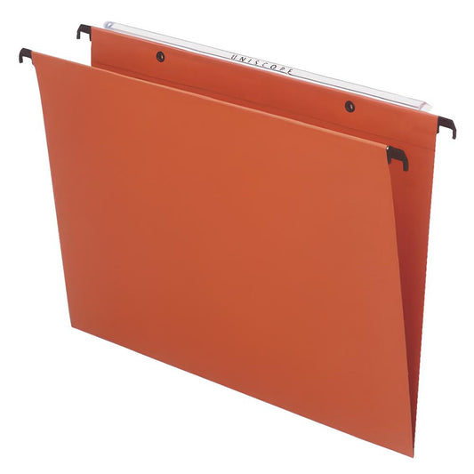 Esselte Orgarex Foolscap Suspension File Kraft Square V-Base 15mm Capacity Orange Pack of 50