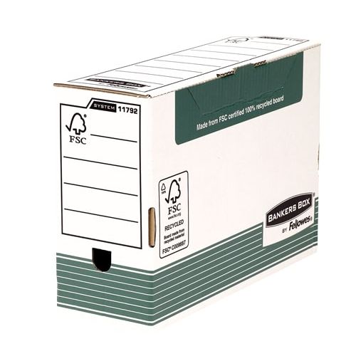 Fellowes Bankers Box 120mm A4/Foolscap Transfer File Green Pack of 10