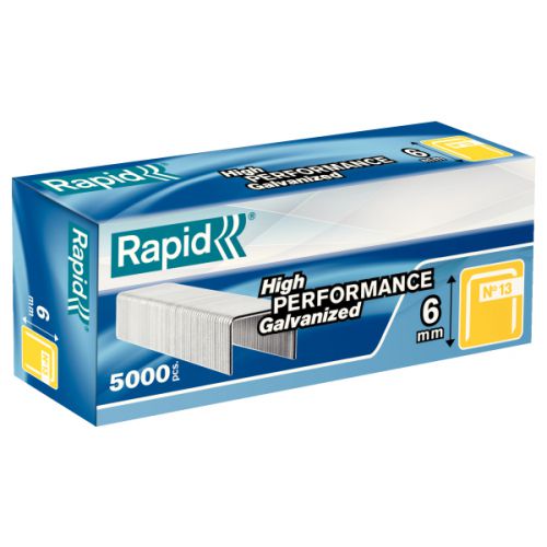 Rapid Galvanised Staples 6mm 13/6 Box of 5000