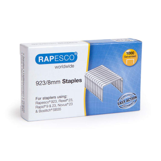 Rapesco 923/8mm (23 Type) Galvanised Staples PK1000