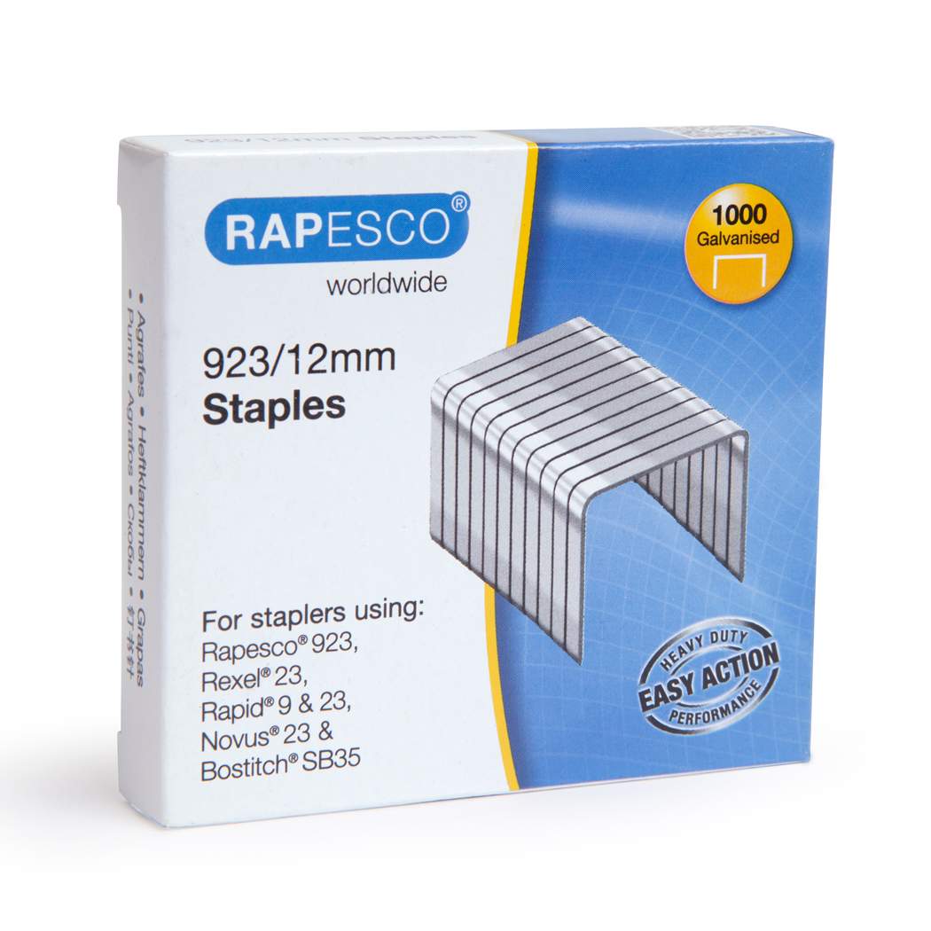 Rapesco 923/12mm (23 Type) Galvanised Staples Box of 1000