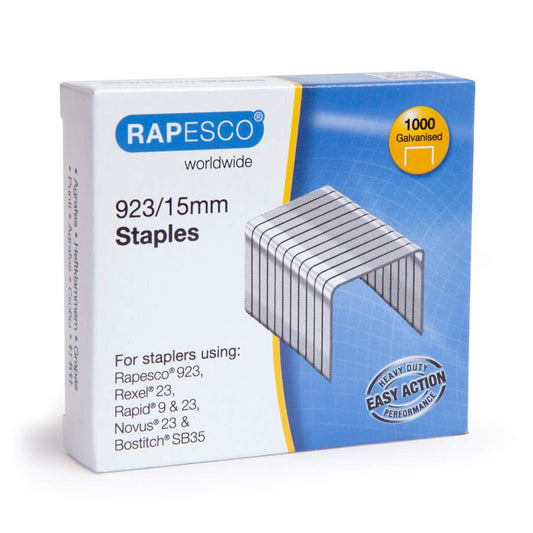 Rapesco 923/15mm (23 Type) Galvanised Staples Box of 1000