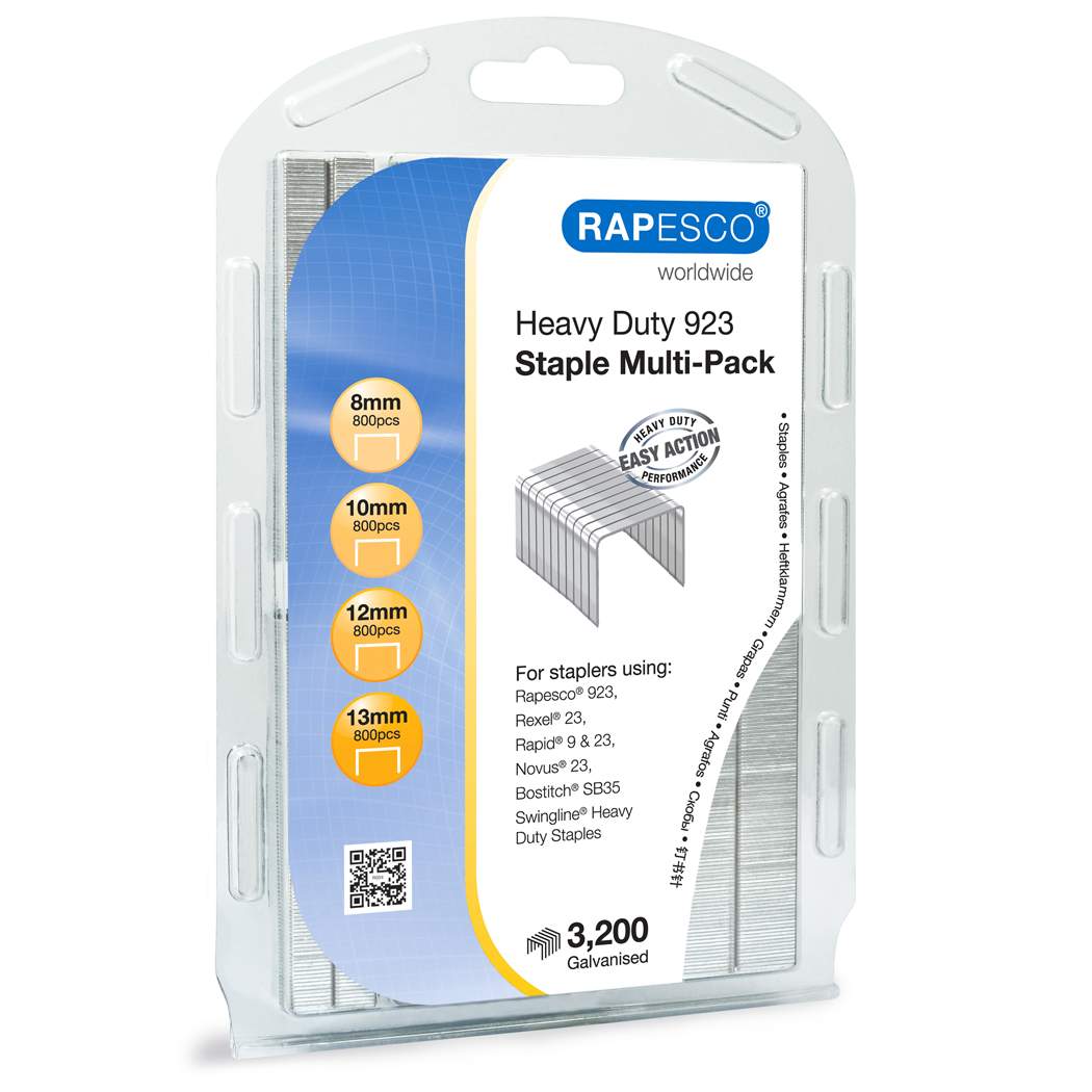 Rapesco 923 Staple Multi-Pack Galvanised Staples Box of 3200