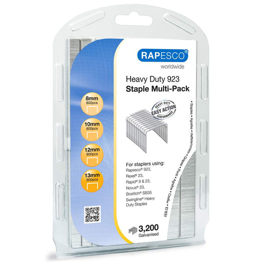 Rapesco 923 Staple Multi-Pack Galvanised Staples Box of 3200