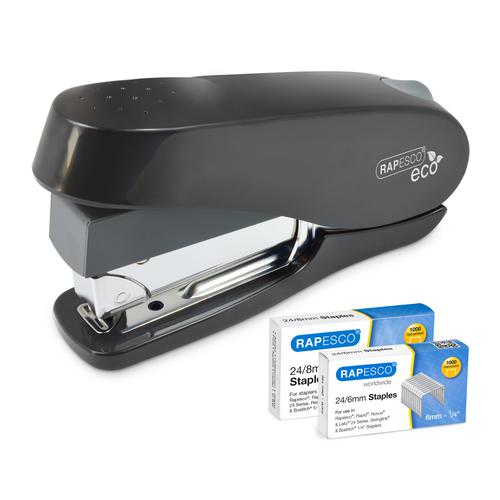 Rapesco Germ Savvy Luna ECO Half Strip Stapler With 2000 Staples Black 50 Sheets