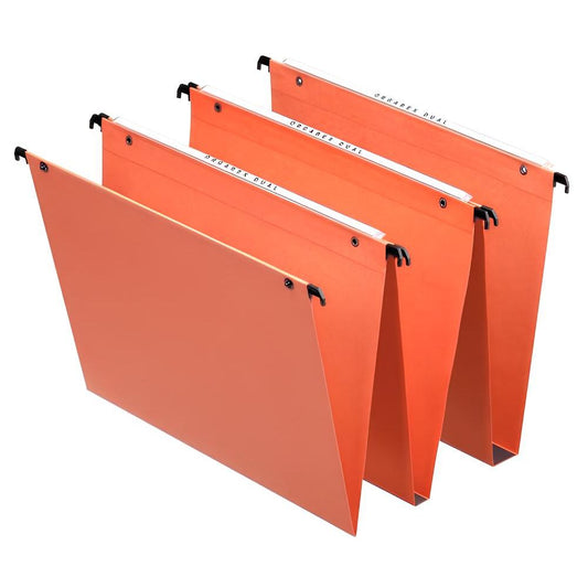 Esselte Orgarex A4 Suspension File Kraft Square Base 30mm Capacity Orange Pack of 25