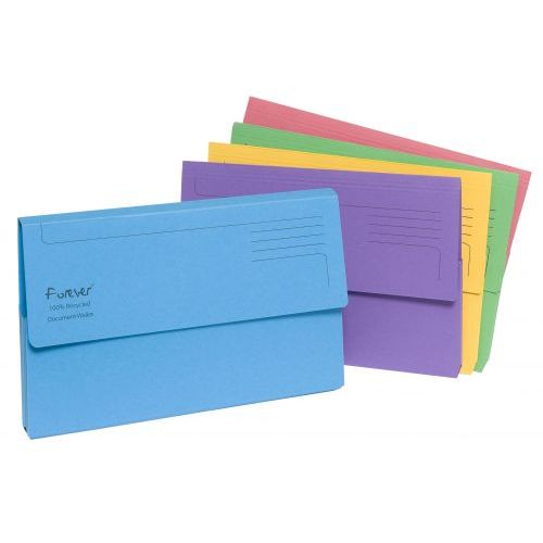 Exacompta Forever Document Wallets Foolscap 290gsm Assorted Colours Pack of 25