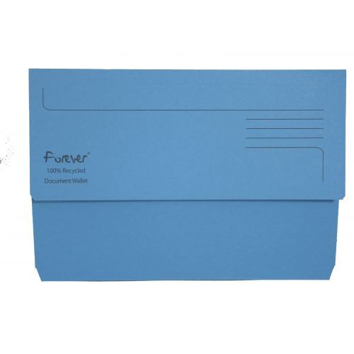 Exacompta Forever Document Wallets Foolscap 290gsm Blue Pack of 25