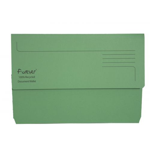 Exacompta Forever Document Wallets Foolscap 290gsm Green Pack of 25