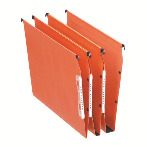 Esselte Orgarex A4 Duel Lateral Suspension Files 50mm Base Orange Pack of 25