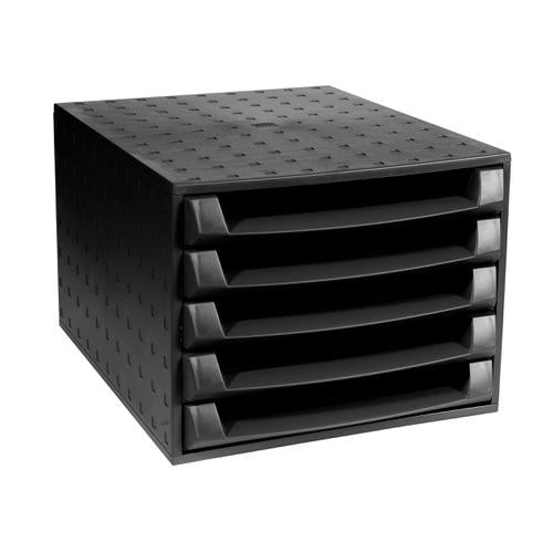 Exacompta Forever Eco Desktop Recycled Plastic 5 Drawer Unit Black made from Recycled Orange Juice Bottles