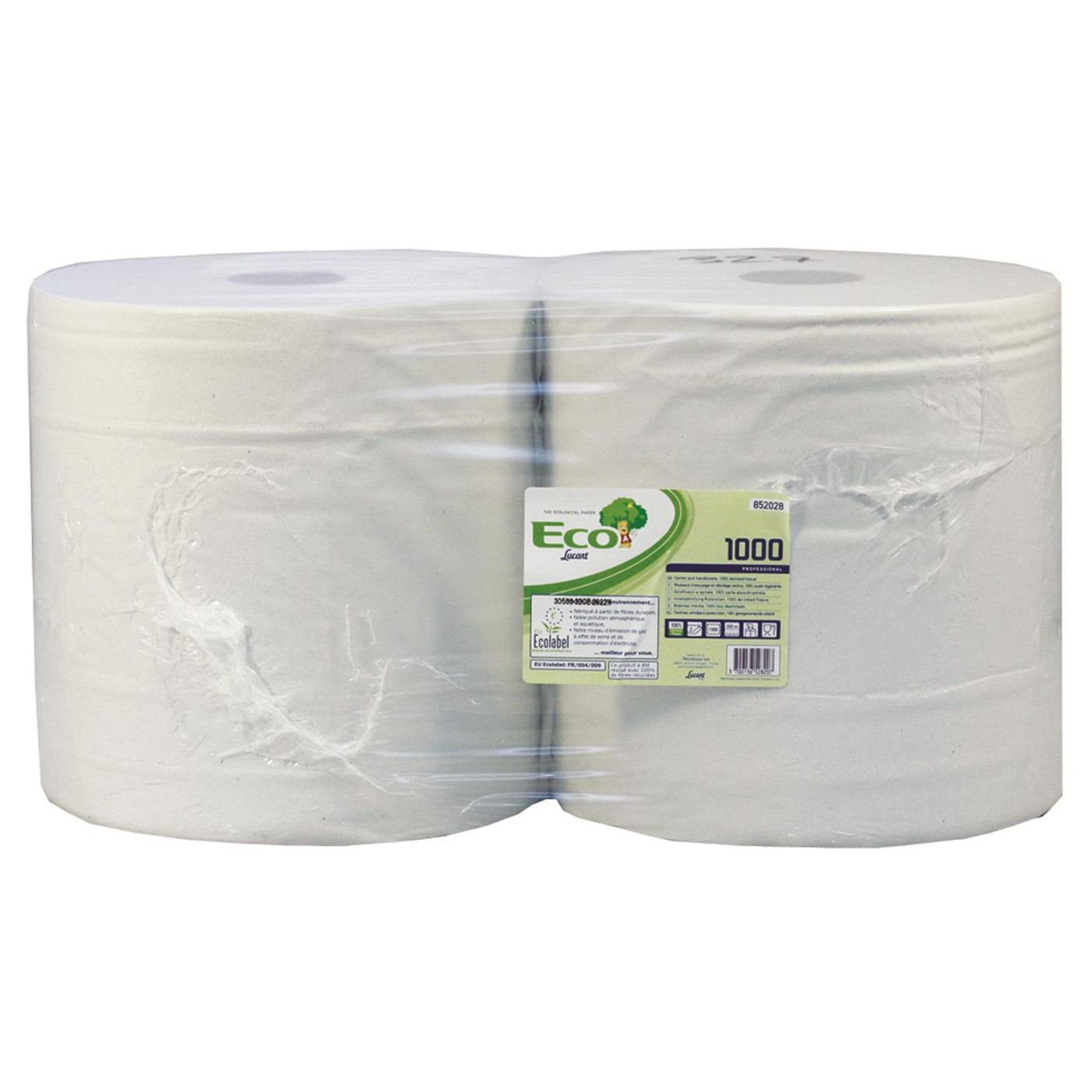 Lucart Eco 2 Ply Recycled White Industrial Wiping Roll, Pack of 2 Roll