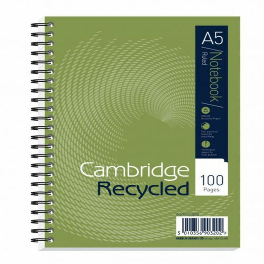 Cambridge Recycled A5 Wirebound Notebook 100 Pages Pk 5