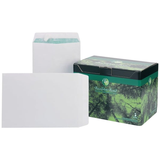 Basildon Bond Recycled C4 Peel and Seal 120gsm Plain White Envelopes Box of 250