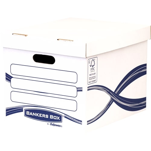 Fellowes Bankers Box 100% Recycled Storage Box White & Blue W31.7 x H28.7 x D38.4cm Pack of 10