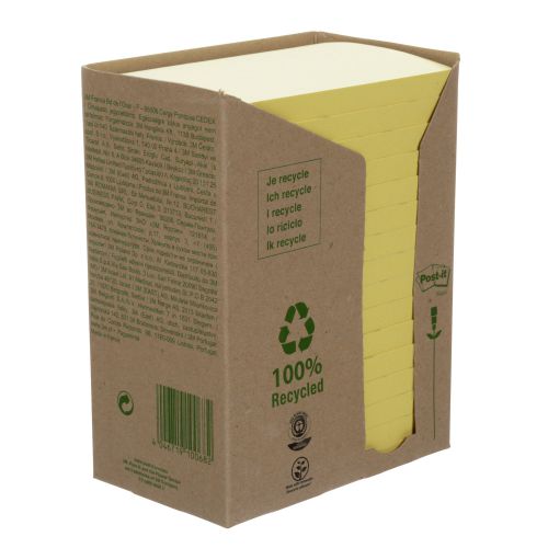 Post-it Recycled Notes Tower 76 mm x 127 mm Canary Yellow 110 Sheets Per Pad Pack of 16