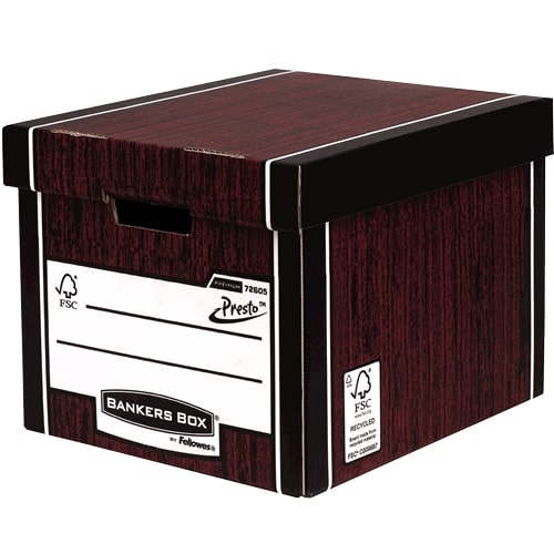 Fellowes Bankers Box Premium 726 Tall Storage Box 330 x 298 x 381mm Woodgrain Pack of 5