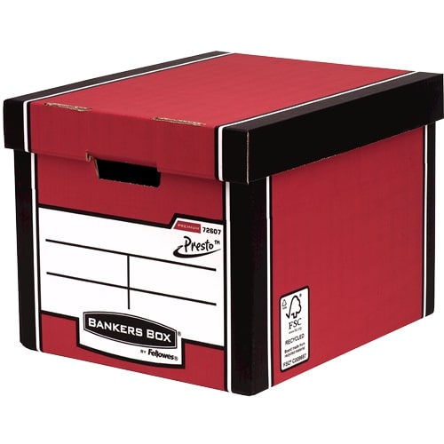 Fellowes Bankers Box Premium 726 Tall Storage Box 330 x 298 x 381mm Red Pack of 5