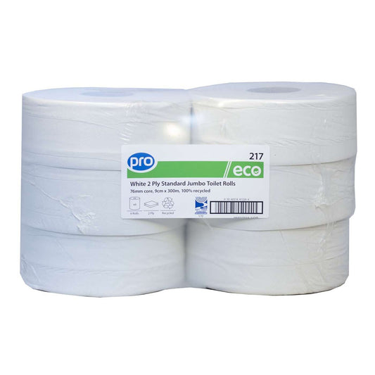 PRO Eco Standard Jumbo Toilet Rolls 300m (76mm Core) Pack of 6 Rolls