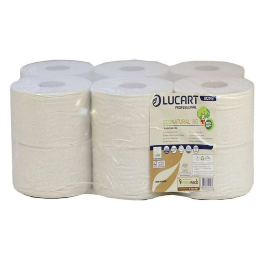 EcoNatural Mini Jumbo Toilet Rolls 180m (60mm Core) Case of 12 Rolls-Made from Recycled Drinks Cartons