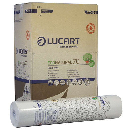 EcoNatural Unbleached 2 Ply Couch Roll 59cm x 70m Box of 6 Rolls - Made from Recycled Drinks Cartons