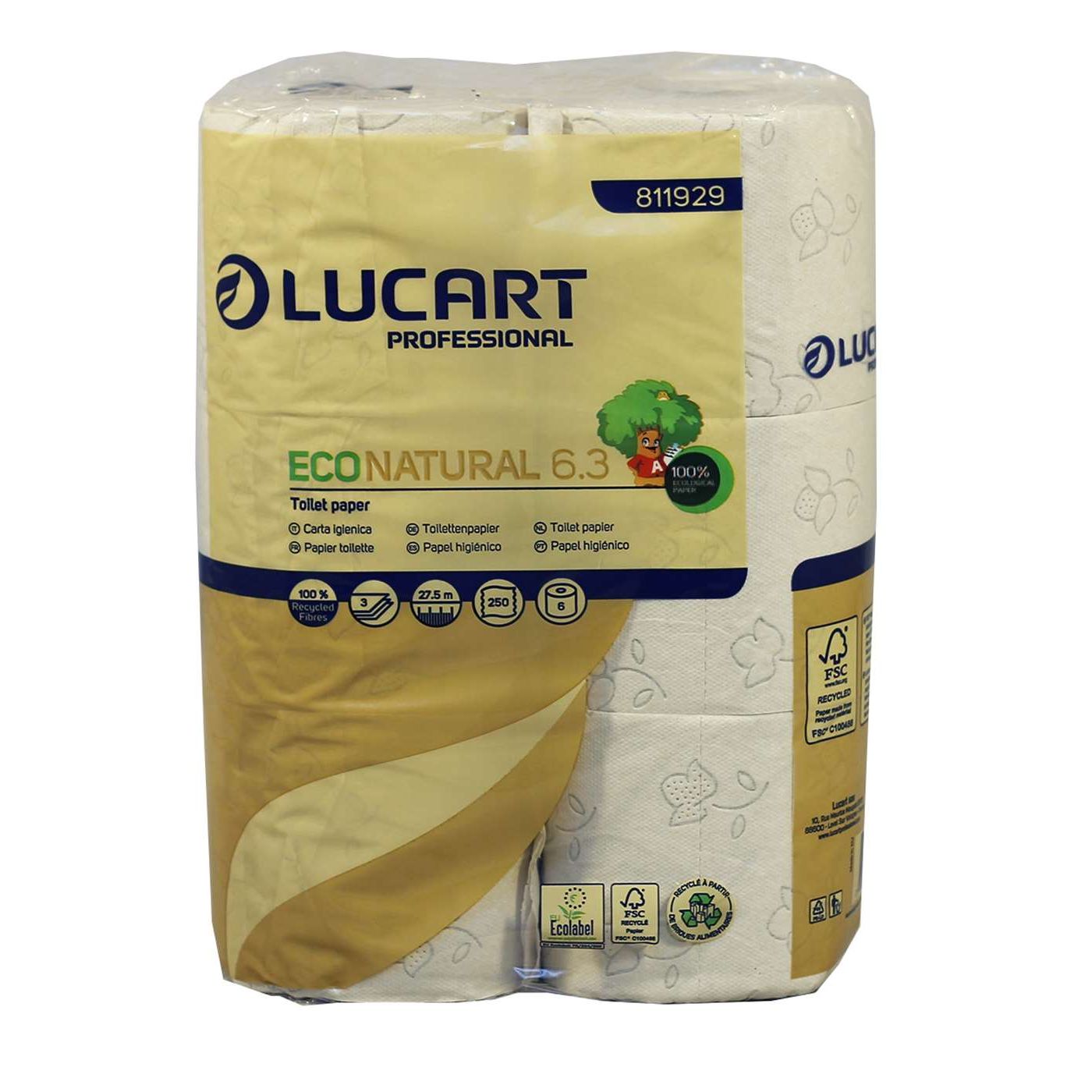 EcoNatural 3 Ply Toilet Rolls 250 Sheets Per Roll Case of 30 Rolls - Made from Recycled Drinks Cartons