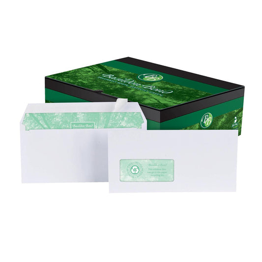 Basildon Bond Recycled DL Peel and Seal 120gsm Window White Envelopes Box of 500