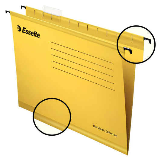 Esselte Classic Foolscap Suspension File Yellow Pack of 25