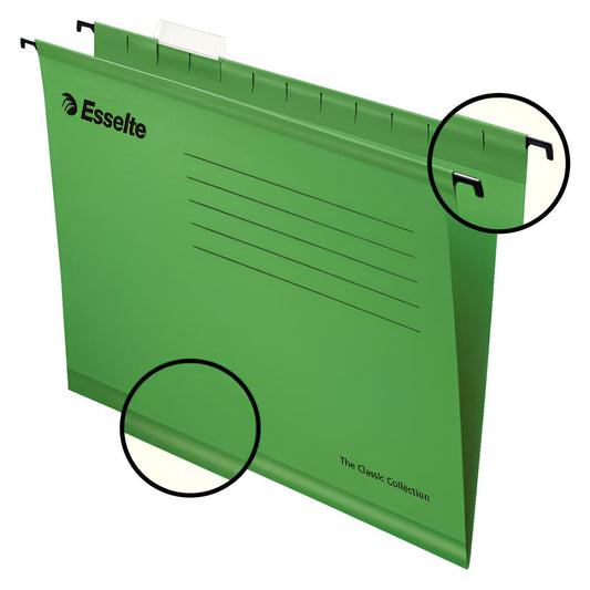 Esselte Classic Foolscap Suspension File Green Pack of 25