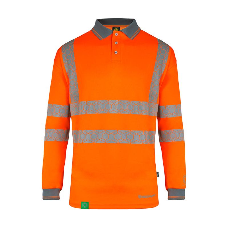 Envirowear Recycled Hi-Vis Long Sleeve Polo Shirt Orange 5XL