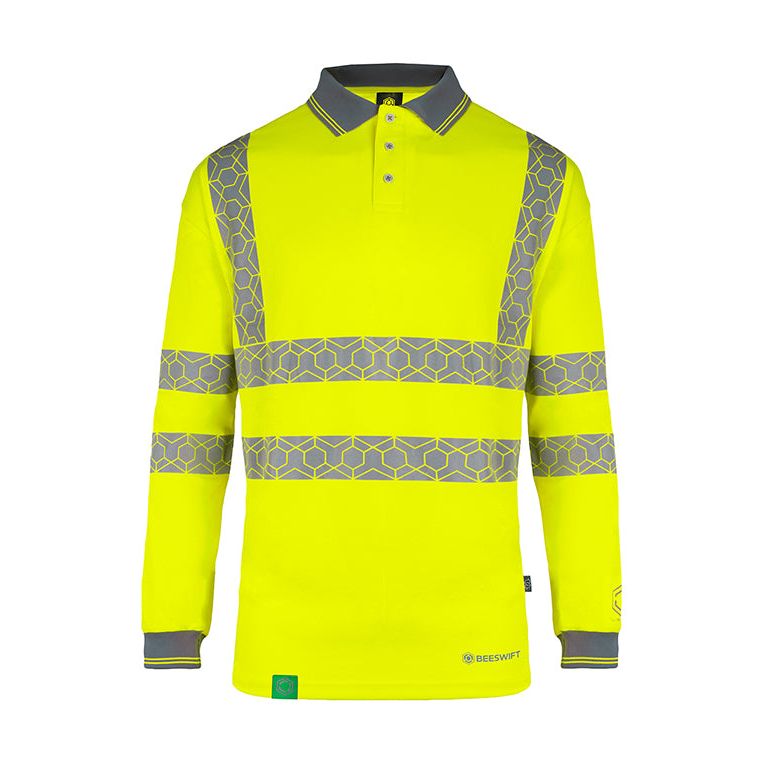 Envirowear Recycled Hi-Vis Long Sleeve Polo Shirt Yellow Small