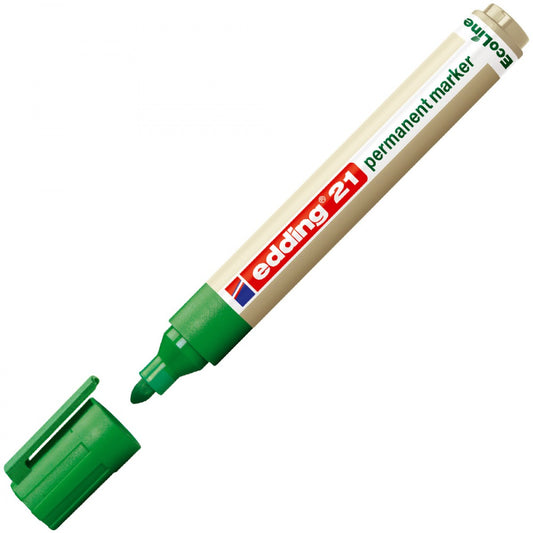 Edding EcoLine 21 Permanent Marker Bullet Tip 1.5-3mm 90% Recycled Green Pk 10