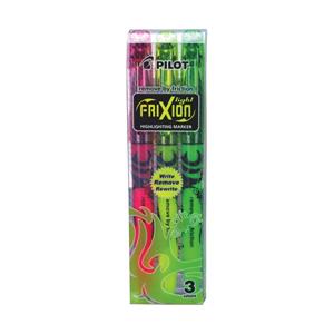 Pilot FriXion Medium Tip Erasable Light Highlighter Rewriter Pens Assorted Colours Pack of 3
