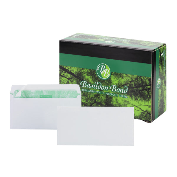 Basildon Bond DL Plain (No Window) Peel and Seal 120gsm Recycled Envelopes White Pack of 500