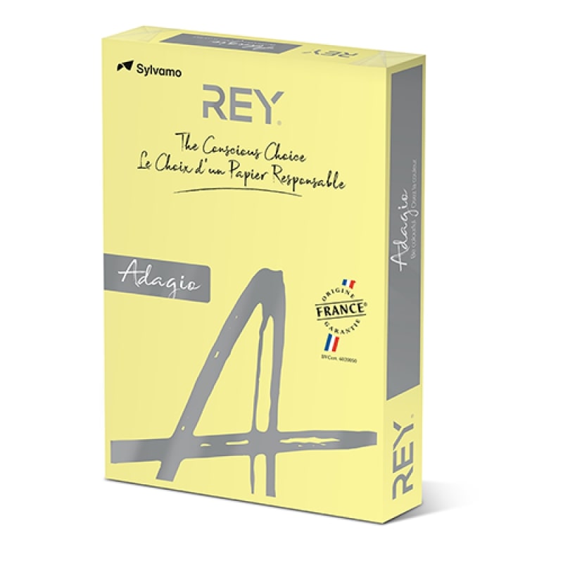 REY Adagio A3 Paper 80gsm Canary Yellow Ream of 500 Sheets