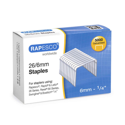 Rapesco 26/6mm Galvanised Staples Box of 5000