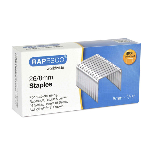 Rapesco 26/8mm Galvanised Staples Box of 5000