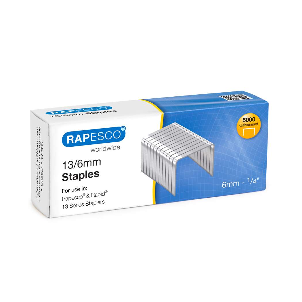 Rapesco 13/6mm Galvanised Staples Box of 5000