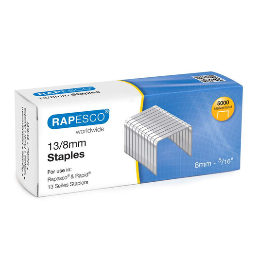 Rapesco 13/8mm Galvanised Staples Box of 5000