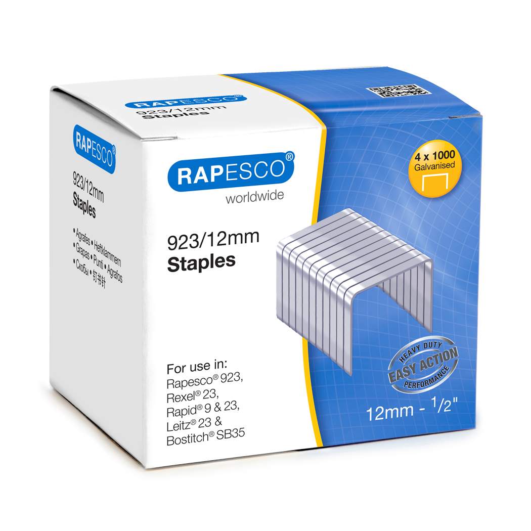 Rapesco 923/12mm (23 Type) Galvanised Staples Box of 4000