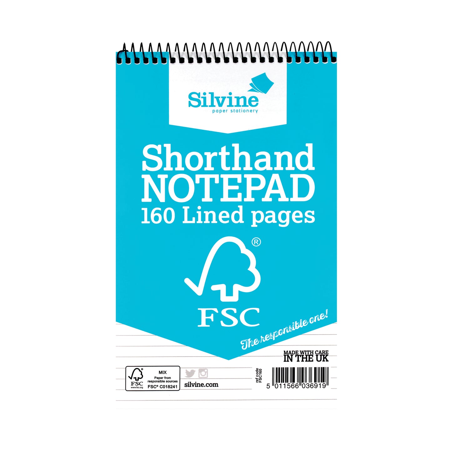 Silvine Wirebound FSC Paper 160 Pages Shorthand Notepad Pack of 10