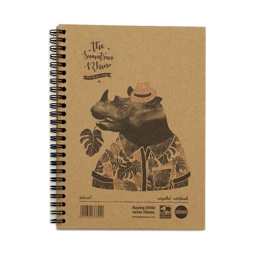 Save The Rhino Recycled Twinwire Hardback Notebook A5 160 Pages Pack of 5