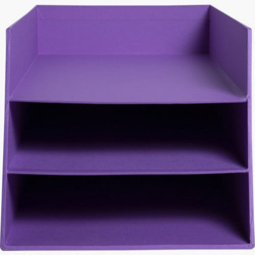 Teksto Letter Tray Cardboard 3 Level Purple