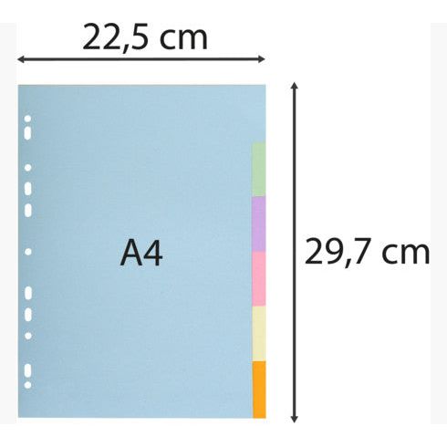 Exacompta Forever Recycled Coloured 6 Part Dividers A4