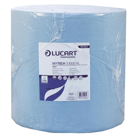SkyTech Blue 3 Ply 100% Recycled Wiping Roll 355mm x 360m Each