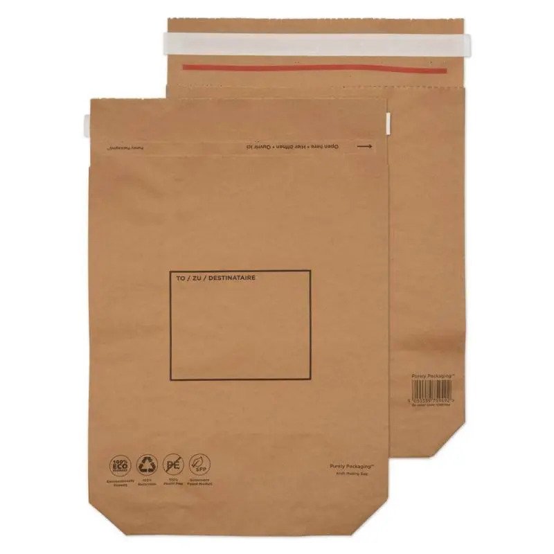 Vita Purely Packaging Natural Brown Kraft Bag 420 x 340 x 80mm 110gsm Pack of 100